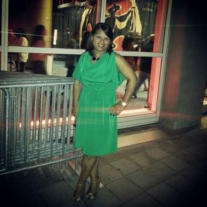 Mossimo Supply Co.Green Open Shoulder Sleeve Dress